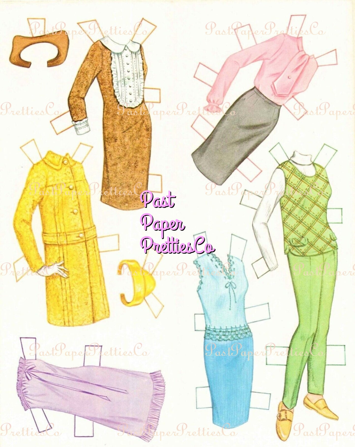 Vintage Paper Dolls Bride and Groom 1960s Printable PDF Instant Digital Download 2 Wedding Dolls and Clothes Clip Art