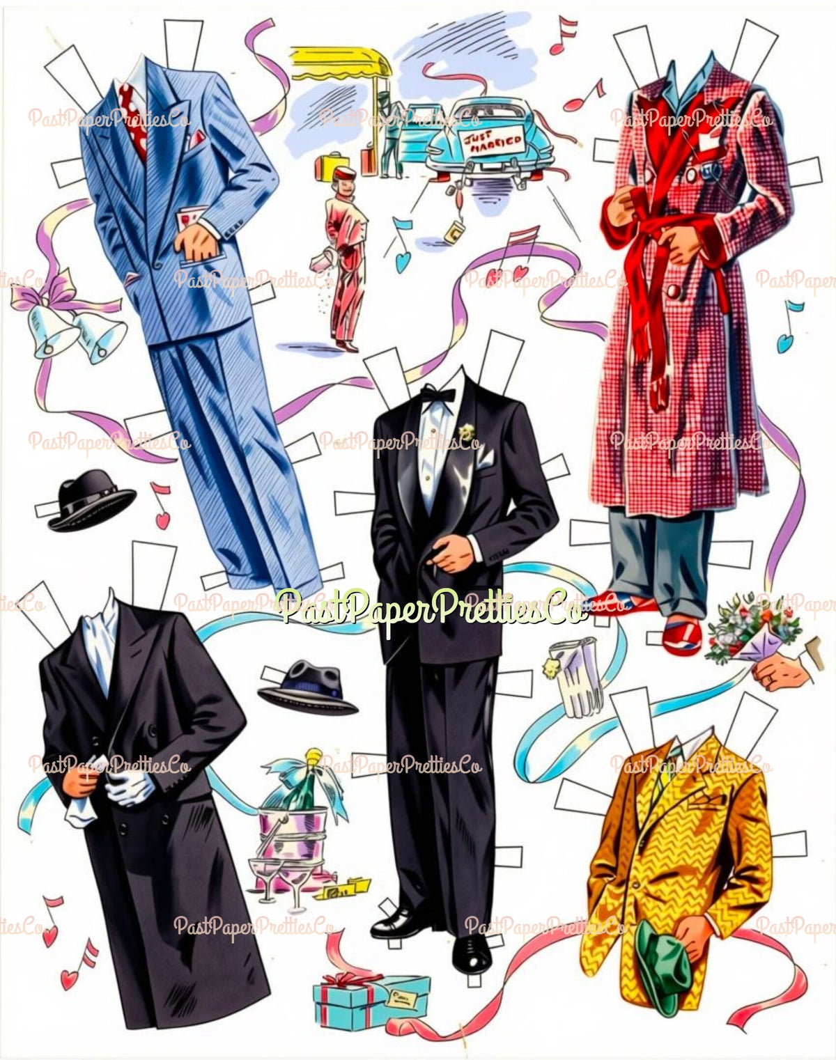 Vintage Wedding Paper Dolls Here Comes The Bride 1952 Printable PDF Instant Digital Download Bride Groom GORGEOUS Clip Art
