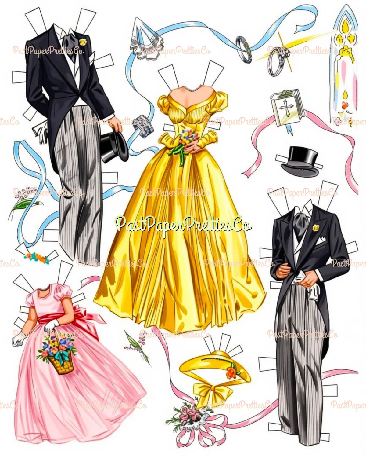 Vintage Wedding Paper Dolls Here Comes The Bride 1952 Printable PDF Instant Digital Download Bride Groom GORGEOUS Clip Art