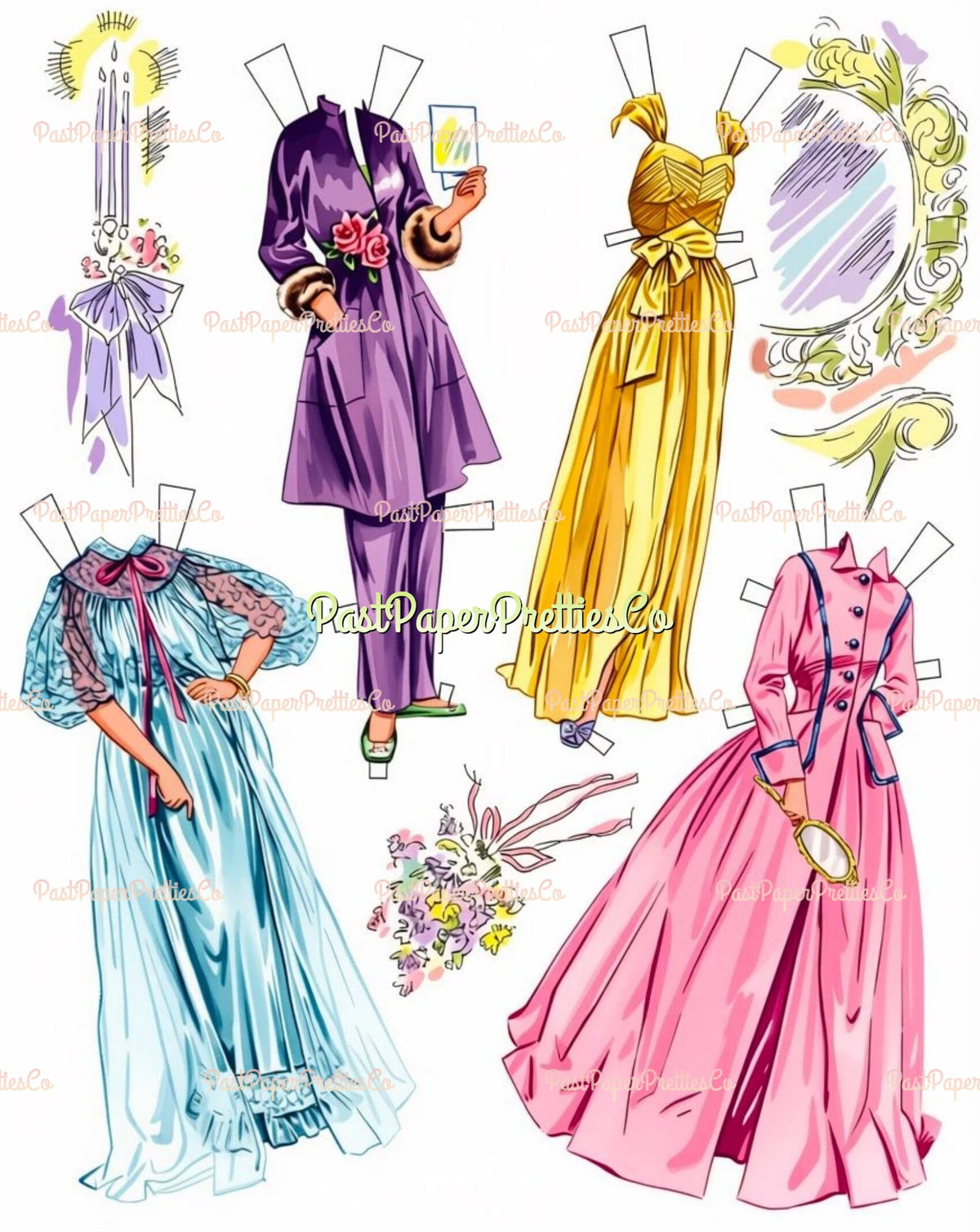 Vintage Wedding Paper Dolls Here Comes The Bride 1952 Printable PDF Instant Digital Download Bride Groom GORGEOUS Clip Art