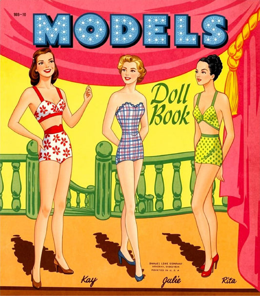 Vintage Paper Dolls Models Doll Book 1940s Printable PDF Instant Digital Download 5 Pretty MCM Ladies and Wardrobe Clip Art