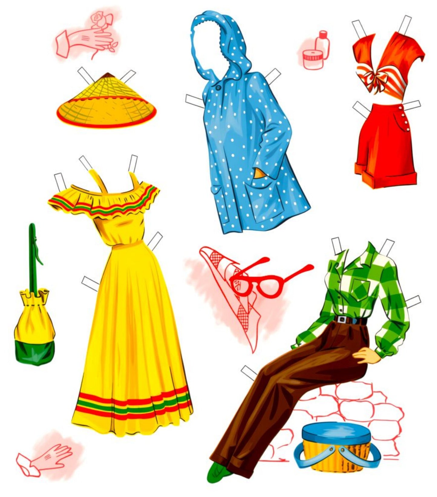 Vintage Paper Dolls Models Doll Book 1940s Printable PDF Instant Digital Download 5 Pretty MCM Ladies and Wardrobe Clip Art