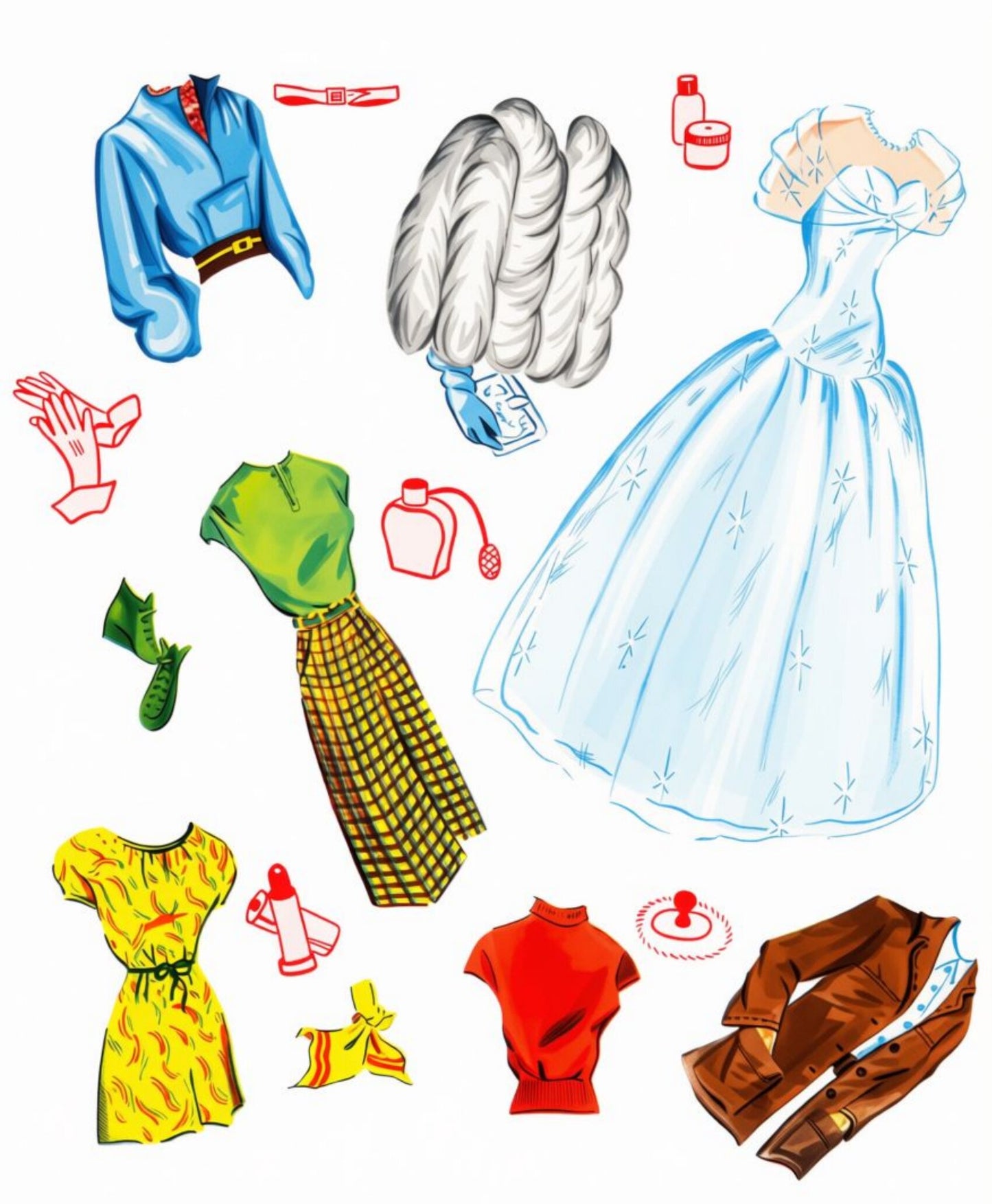 Vintage Paper Dolls Models Doll Book 1940s Printable PDF Instant Digital Download 5 Pretty MCM Ladies and Wardrobe Clip Art