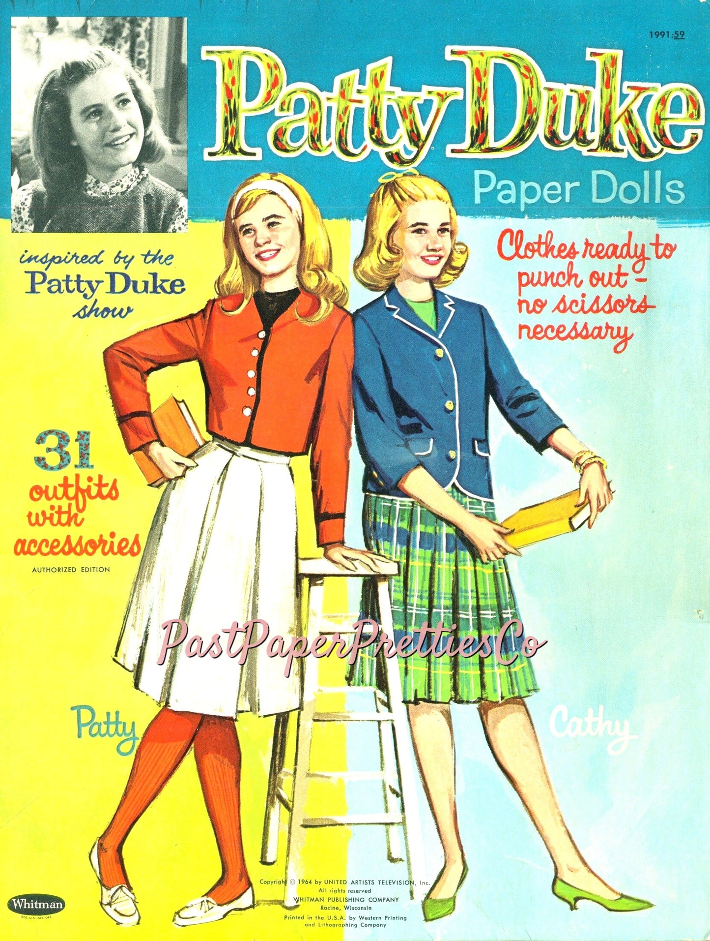 Vintage Movie Star Paper Dolls Patty Duke 1964 Printable PDF Instant Digital Download Teenager Hollywood Starlet