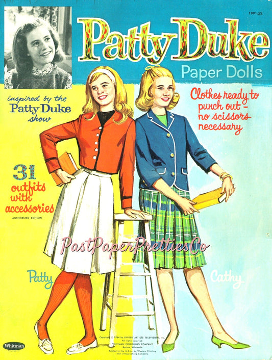 Vintage Movie Star Paper Dolls Patty Duke 1964 Printable PDF Instant Digital Download Teenager Hollywood Starlet