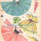 Vintage Paper Dolls Cute Umbrella Girls Printable PDF Instant Digital Download Kitschy Flower Parasol Girls Wrap Around Dresses