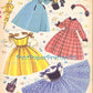 Vintage Paper Dolls Cute Umbrella Girls Printable PDF Instant Digital Download Kitschy Flower Parasol Girls Wrap Around Dresses