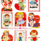 27 Vintage Big Eyed Children Valentine Cards Collage Sheets Cute Kitsch Girls Boys Printable PDF Instant Digital Download 1930s