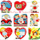 27 Vintage Big Eyed Children Valentine Cards Collage Sheets Cute Kitsch Girls Boys Printable PDF Instant Digital Download 1930s