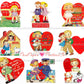 27 Vintage Big Eyed Children Valentine Cards Collage Sheets Cute Kitsch Girls Boys Printable PDF Instant Digital Download 1930s