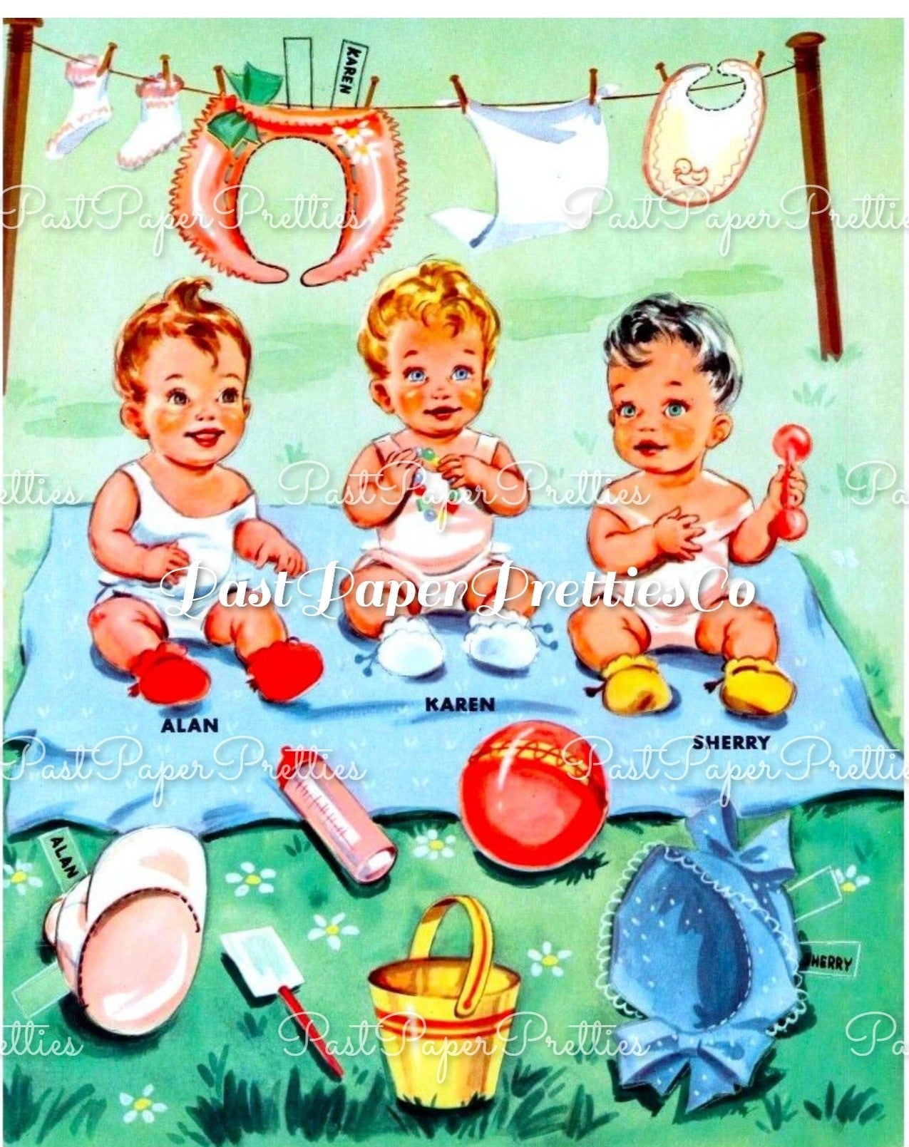 Vintage Paper Dolls Baby Parade 1955 Printable PDF Instant Digital Download Cute MCM Babies & Outfits Clip Art