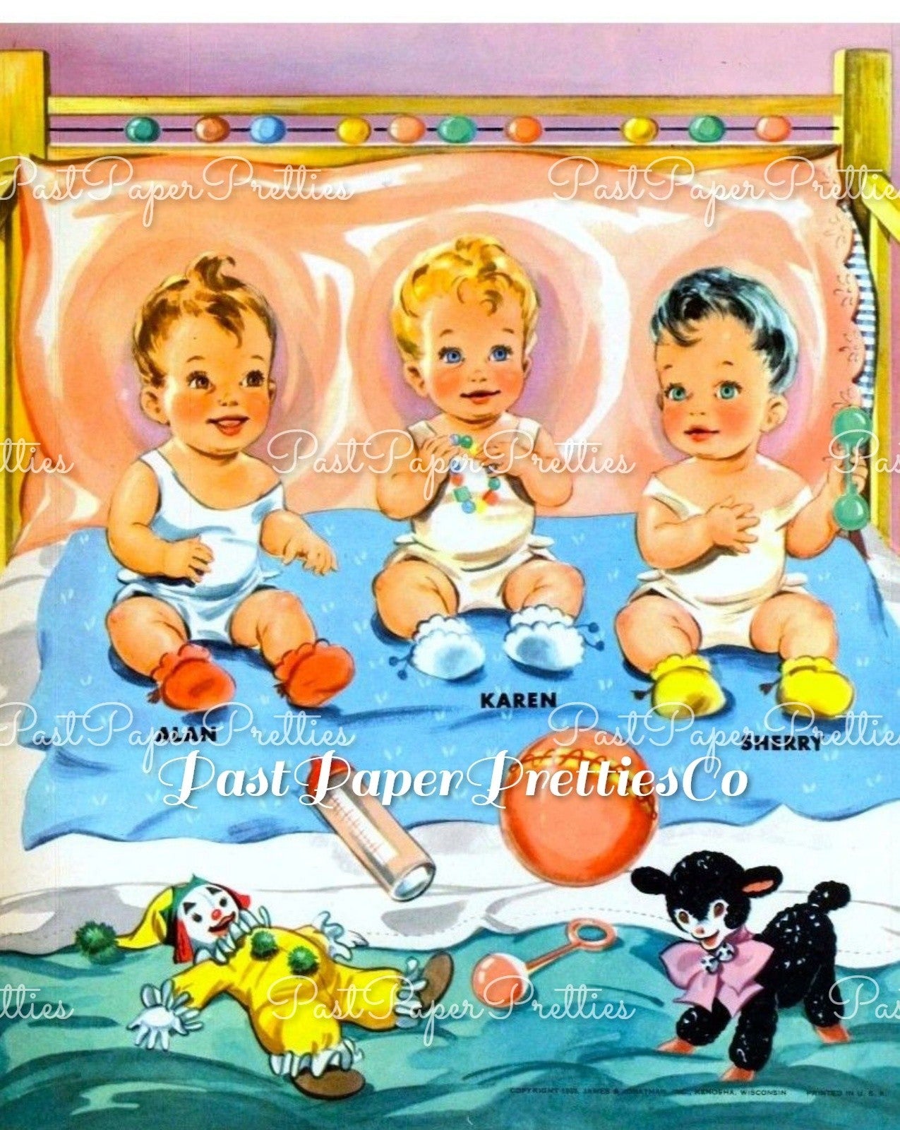 Vintage Paper Dolls Baby Parade 1955 Printable PDF Instant Digital Download Cute MCM Babies & Outfits Clip Art