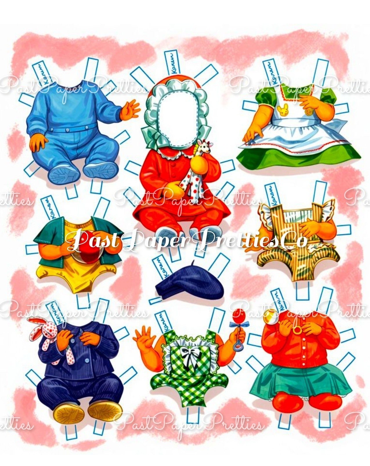Vintage Paper Dolls Baby Parade 1955 Printable PDF Instant Digital Download Cute MCM Babies & Outfits Clip Art