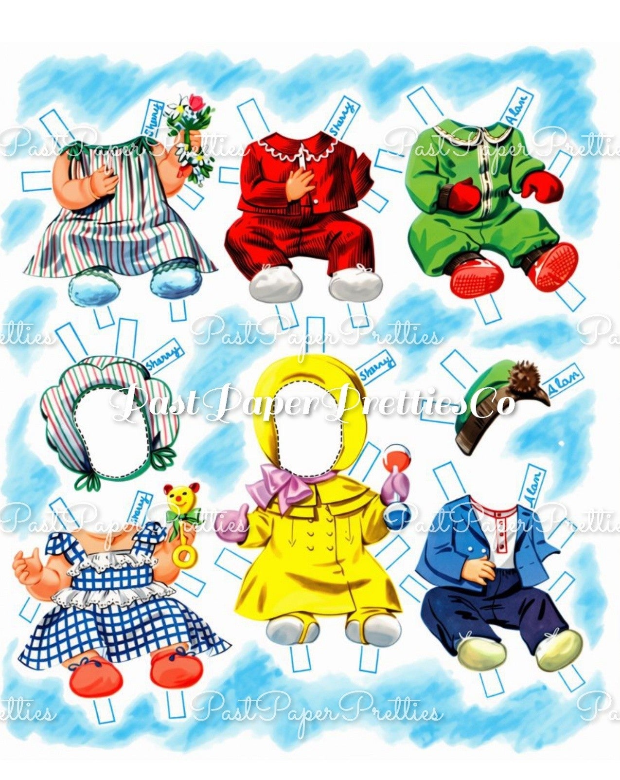 Vintage Paper Dolls Baby Parade 1955 Printable PDF Instant Digital Download Cute MCM Babies & Outfits Clip Art