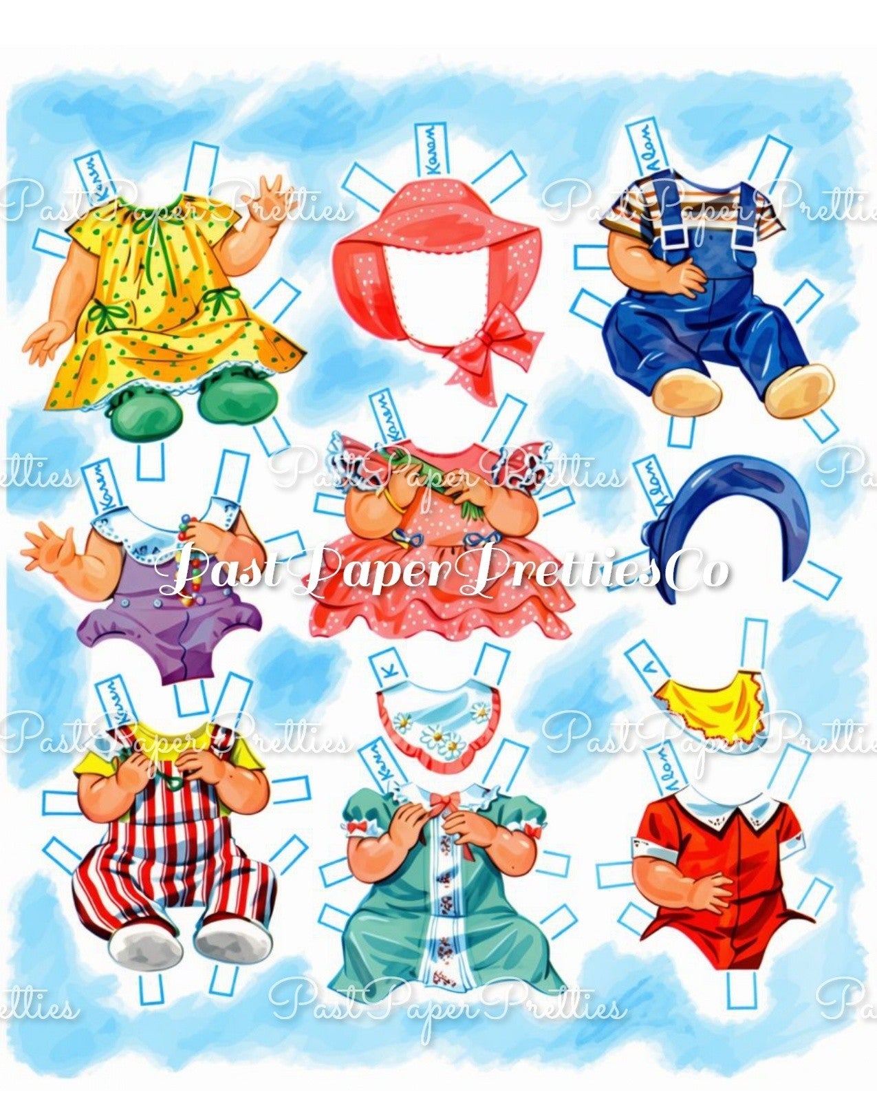 Vintage Paper Dolls Baby Parade 1955 Printable PDF Instant Digital Download Cute MCM Babies & Outfits Clip Art
