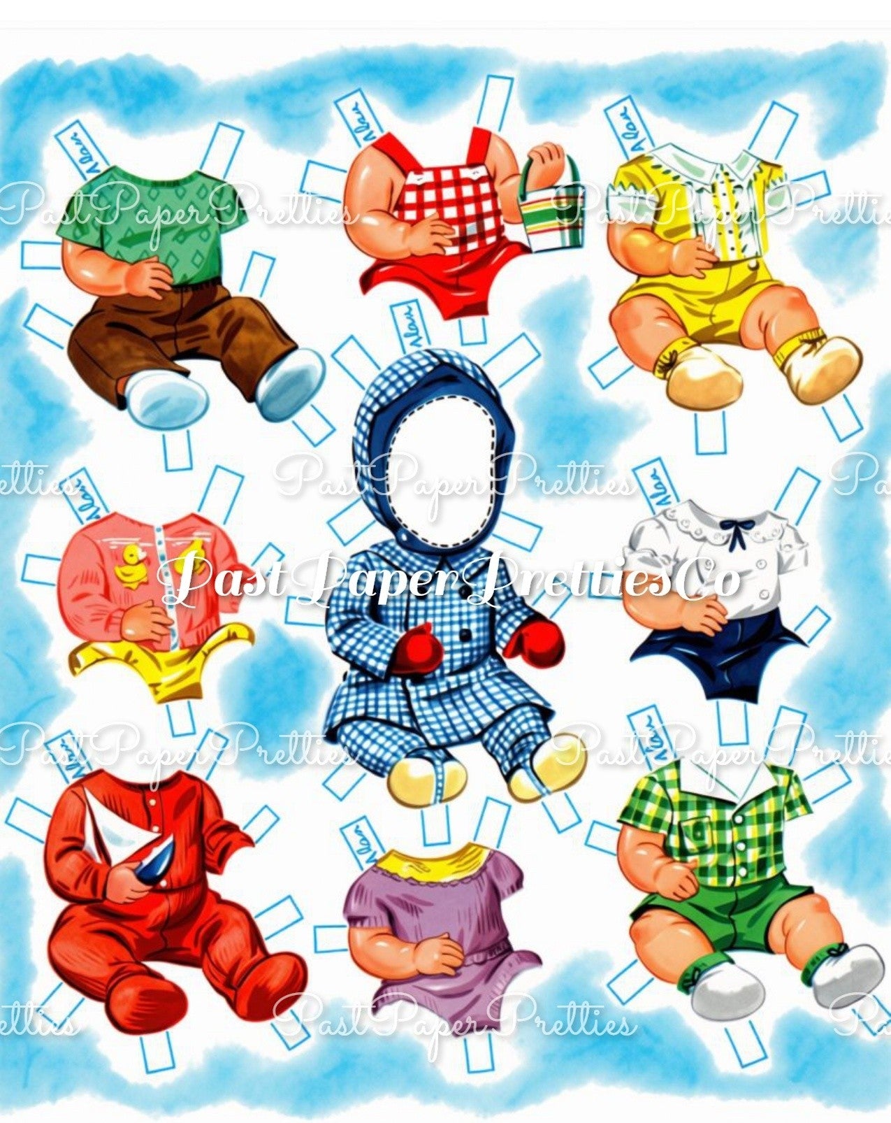 Vintage Paper Dolls Baby Parade 1955 Printable PDF Instant Digital Download Cute MCM Babies & Outfits Clip Art