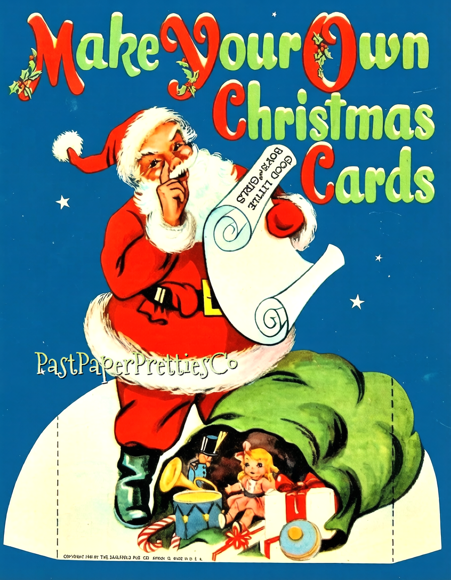 Vintage Printable Retro Christmas Cards Cut Outs 20 MCM Designs PDF Instant Digital Download 1956 Kitsch Kawaii Holiday Clip Art