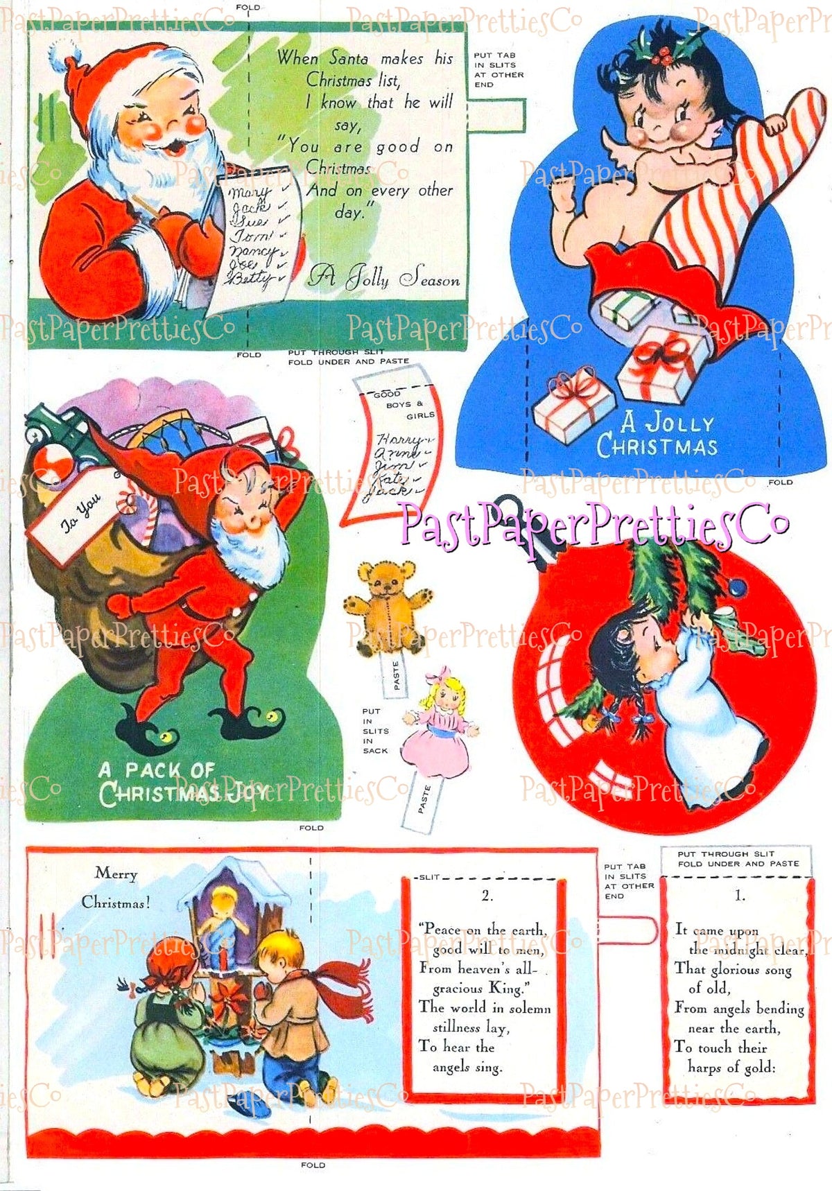 Vintage Printable Retro Christmas Cards Cut Outs 20 MCM Designs PDF Instant Digital Download 1956 Kitsch Kawaii Holiday Clip Art