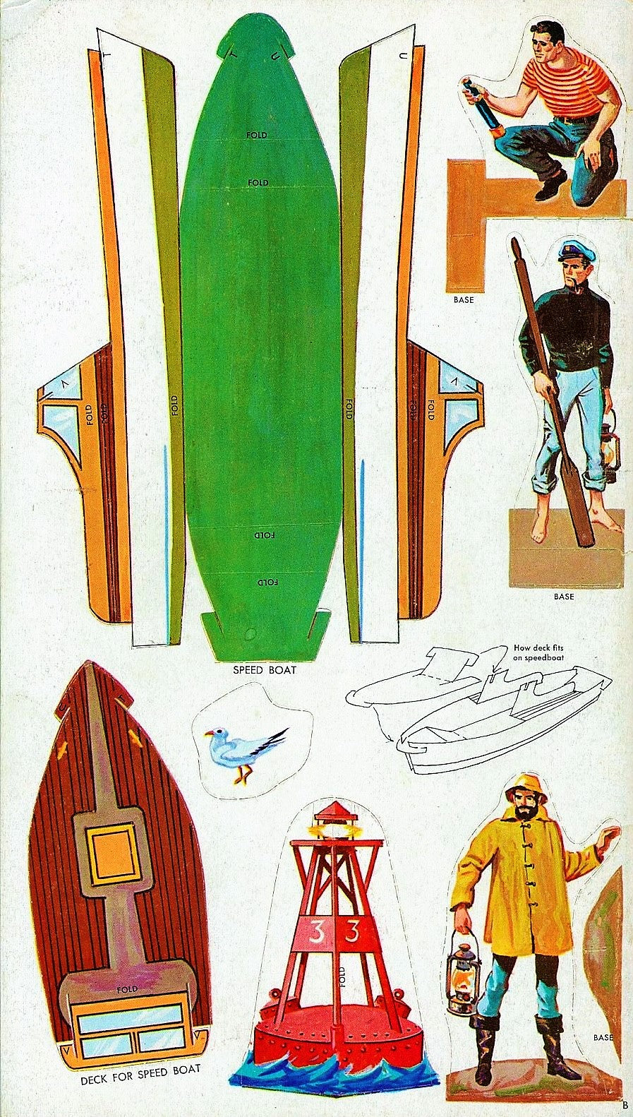 Vintage Paper Boats with Crews Buoys and Docks Punch Outs 1959 PDF Printable Instant Digital Download Toy Sailboat Motor Boats Playset