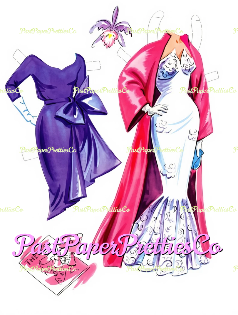 Vintage Fashion Land Paper Dolls PDF Printable Instant Digital Download 2 Pretty Models 1960s Sixties Fashions Clip Art