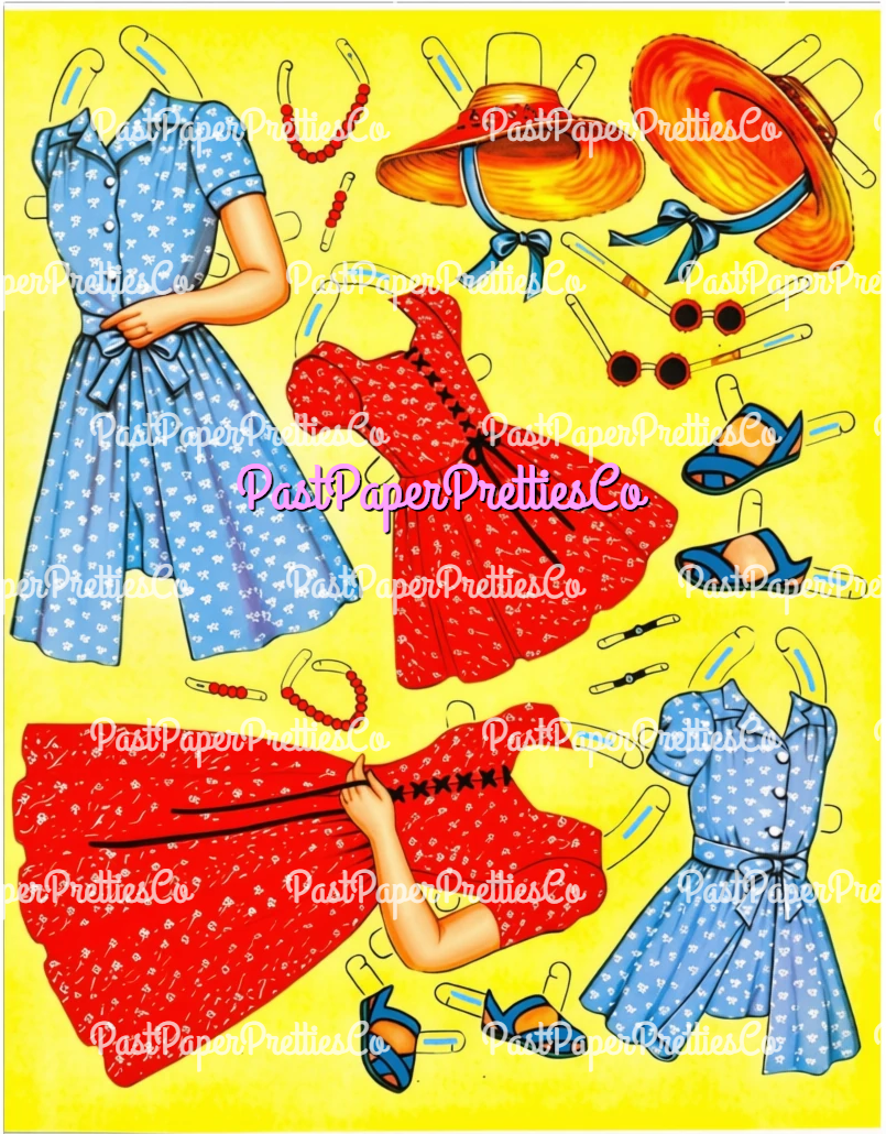 Vintage Paper Dolls Mother and Daughter Printable PDF Instant Digital Download Pretty Dolls and Clothes Queen Holden 1950s MCM Clip Art