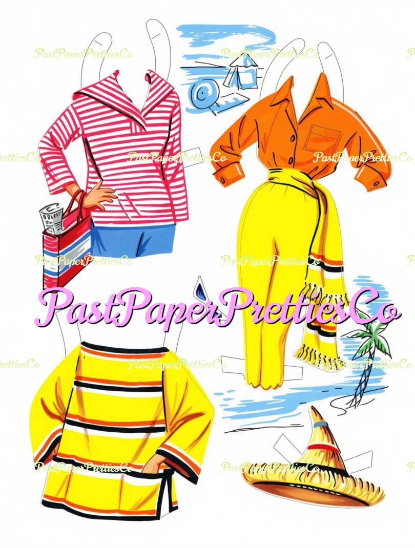 Vintage Fashion Land Paper Dolls PDF Printable Instant Digital Download 2 Pretty Models 1960s Sixties Fashions Clip Art