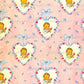Vintage Printable Gift Wrap Kitsch Baby Girl in Flower Hearts Image Instant Digital Download Cute New Baby Shower Wrapping Paper