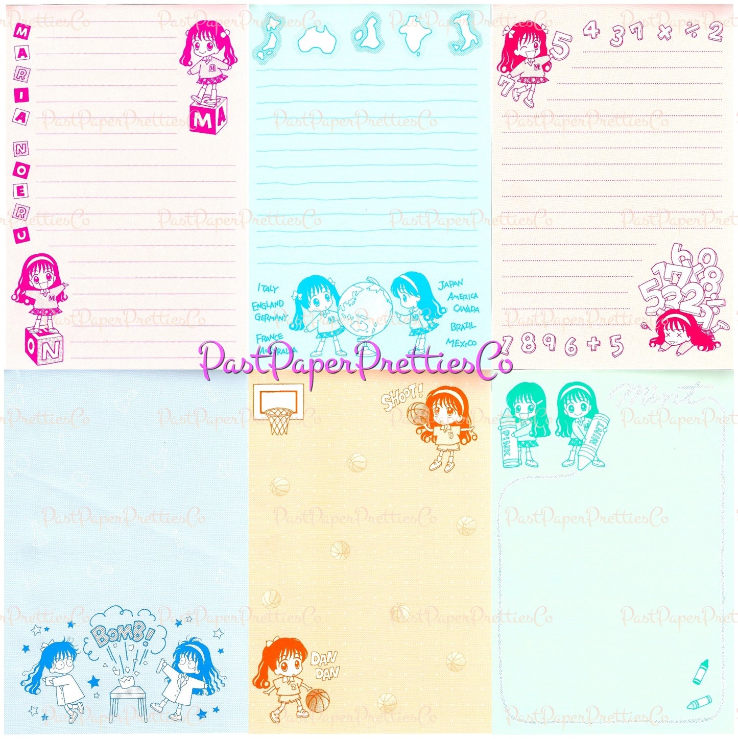 Vintage Cute Japanese Study Notebook Notepad Images Retro 70s Stationary PDF Instant Digital Download Kawaii Kitsch Japan Student Clipart