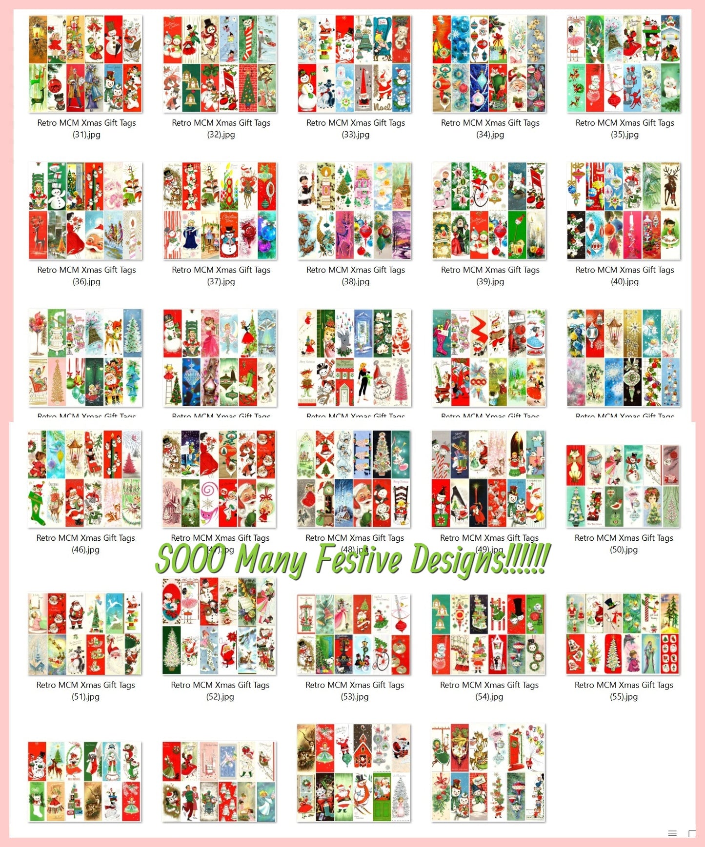 700 + Vintage MCM Printable Christmas Gift Tags Cute Retro Graphics PDF Instant Digital Download HUGE Lot of Holiday Present Tags 708 Images