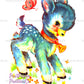 Vintage Printable Blue Fawn Baby Deer Butterfly Nursery Decal Image Instant Digital Download Cute Animal Clipart