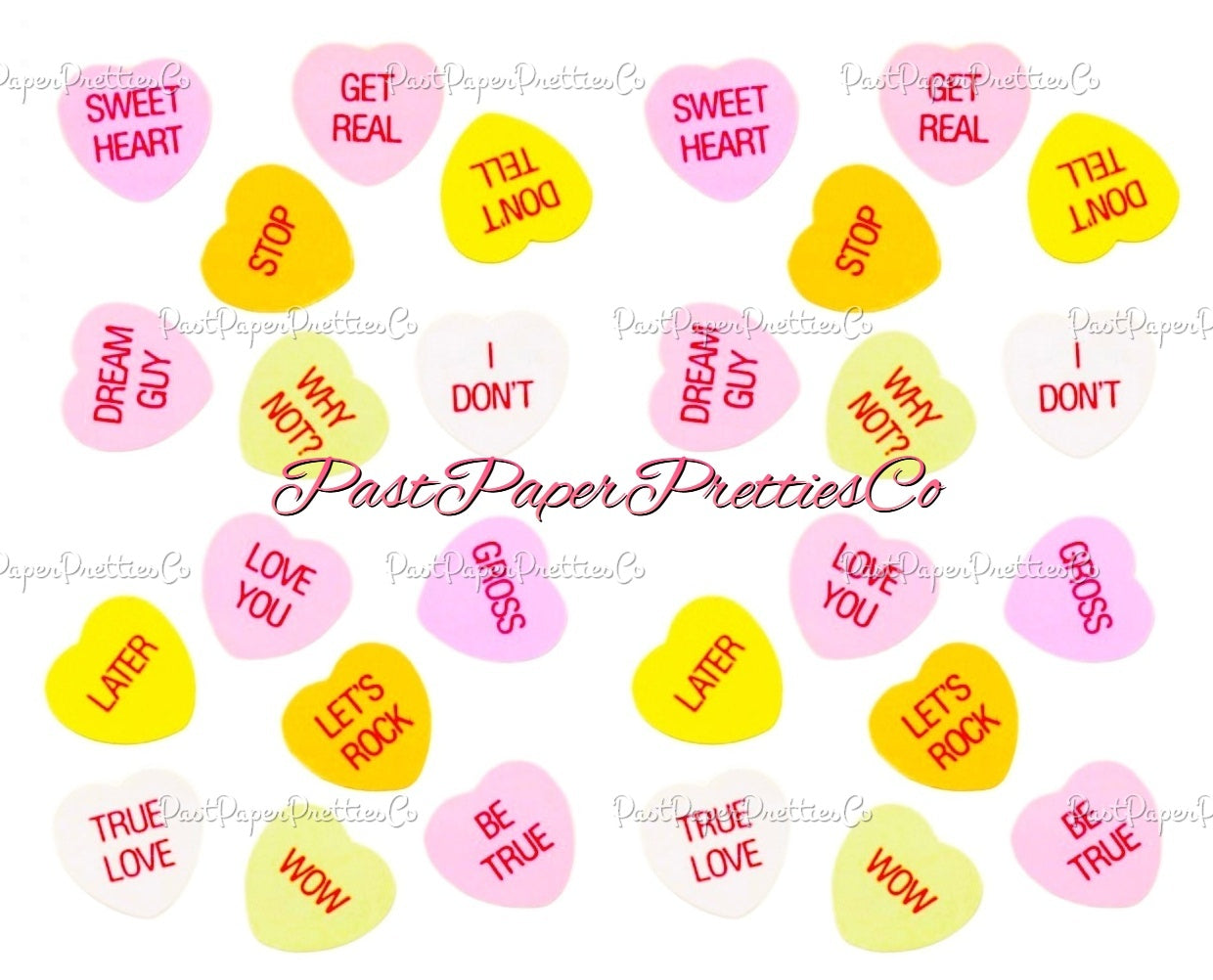 Vintage Printable Retro Valentines Sweetheart Candy Hearts Stickers Tags Collage PDF Instant Digital Download Yummy Candies Images Clipart