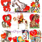 Vintage Valentines Day ALL Horses Themed Printable Card Image Collage Sheets PDF Instant Digital Download 54 Cute Pony Animal Clipart
