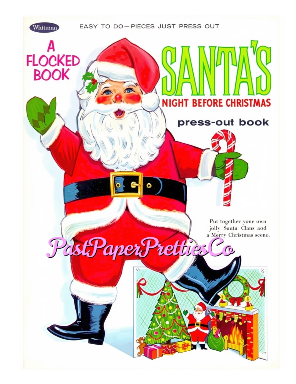 Vintage Printable Santa's Night Before Christmas Press-out Book Playbook Playset Holiday Scene PDF Instant Digital Download Retro 1966