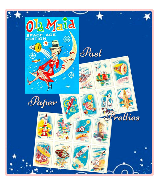 Vintage Printable Space Age Old Maid Playing Cards Sci-Fi Collage Set PDF Instant Digital Download Retro Classic 60s Card Game