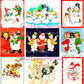 Vintage Christmas Printable MCM Snowmen and Their Friends Christmas Card Collage Images PDF Instant Digital Download Snowman Friendship