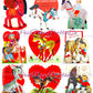 Vintage Valentines Day ALL Horses Themed Printable Card Image Collage Sheets PDF Instant Digital Download 54 Cute Pony Animal Clipart