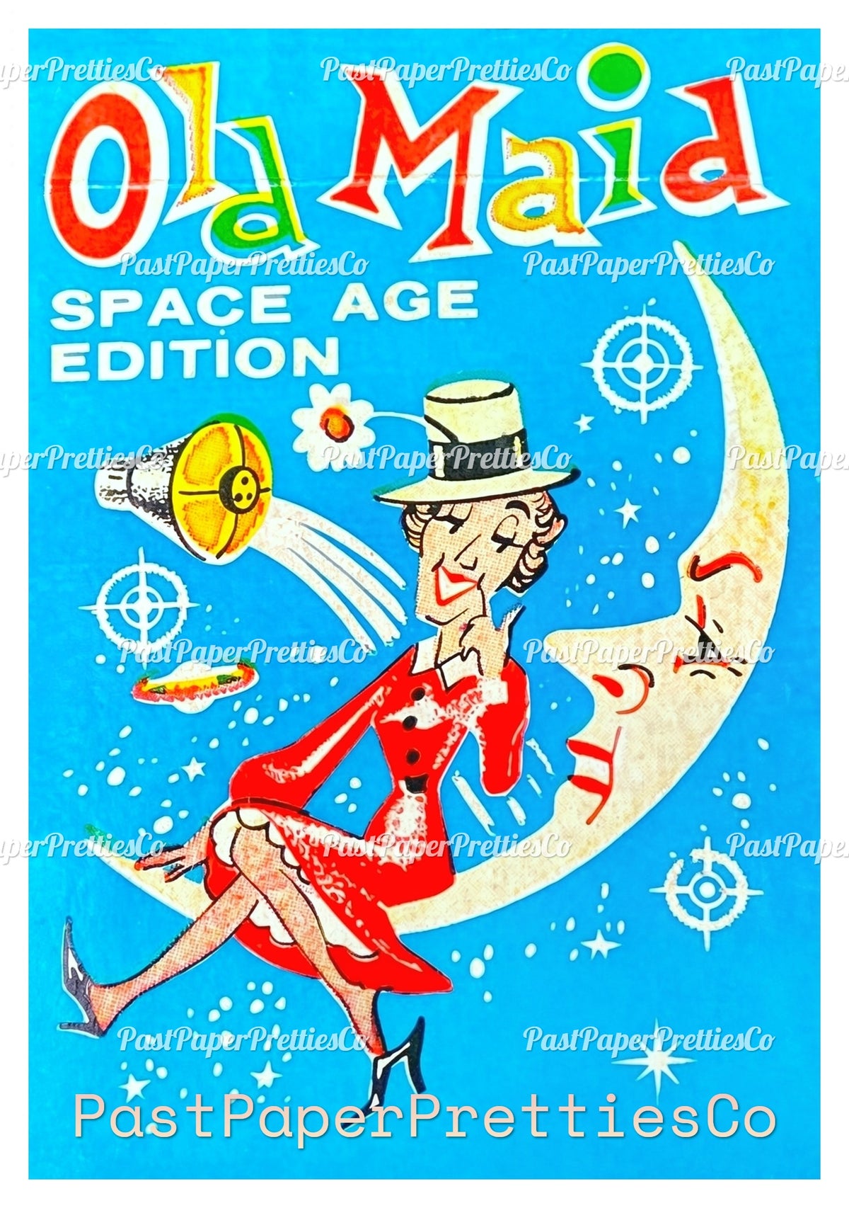 Vintage Printable Space Age Old Maid Playing Cards Sci-Fi Collage Set PDF Instant Digital Download Retro Classic 60s Card Game