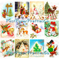 Vintage Printable Christmas Forest Friends Card 108 Images Collage Sheets Animal Santa Snowmen Kids Friendship PDF Instant Digital Download