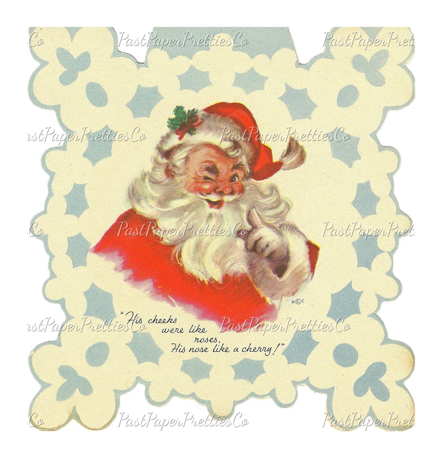 Vintage Printable MCM Snowflake Santa Claus Christmas Card Images The Night Before Christmas Story PDF Instant Digital Download