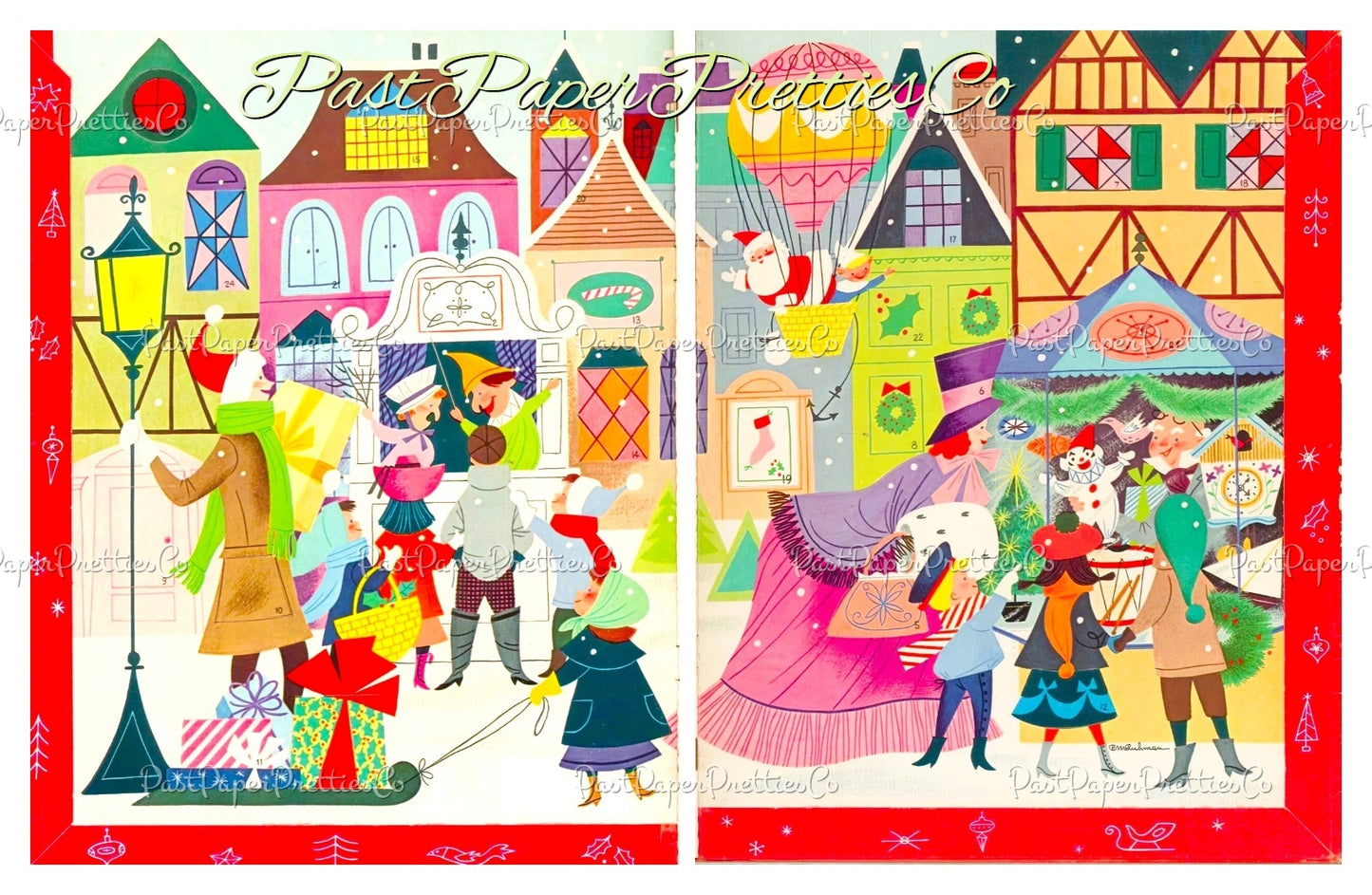 Vintage Paper Dolls Dress Up Santa Mrs Claus Elves Printable PDF Instant Digital Download Retro 1960's Christmas Cut Outs Clip Art