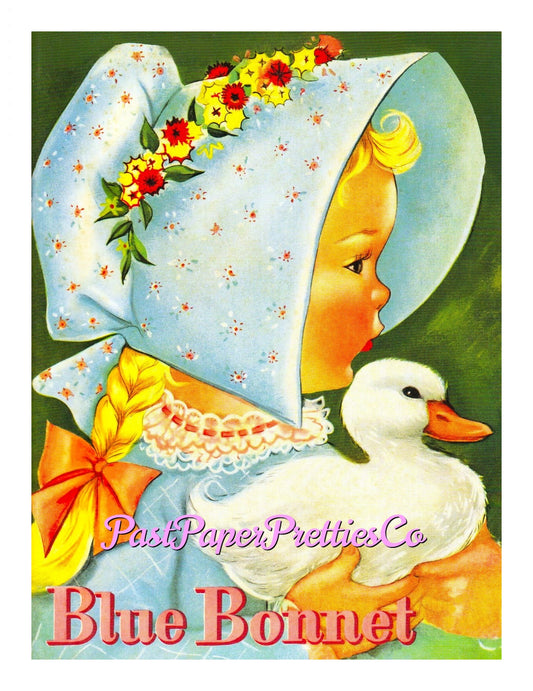 Vintage Printable Coloring Book Pages Blue Bonnet Color and Paint 1940s PDF Instant Digital Download Kitschy Cute Children Animals 34 Pages