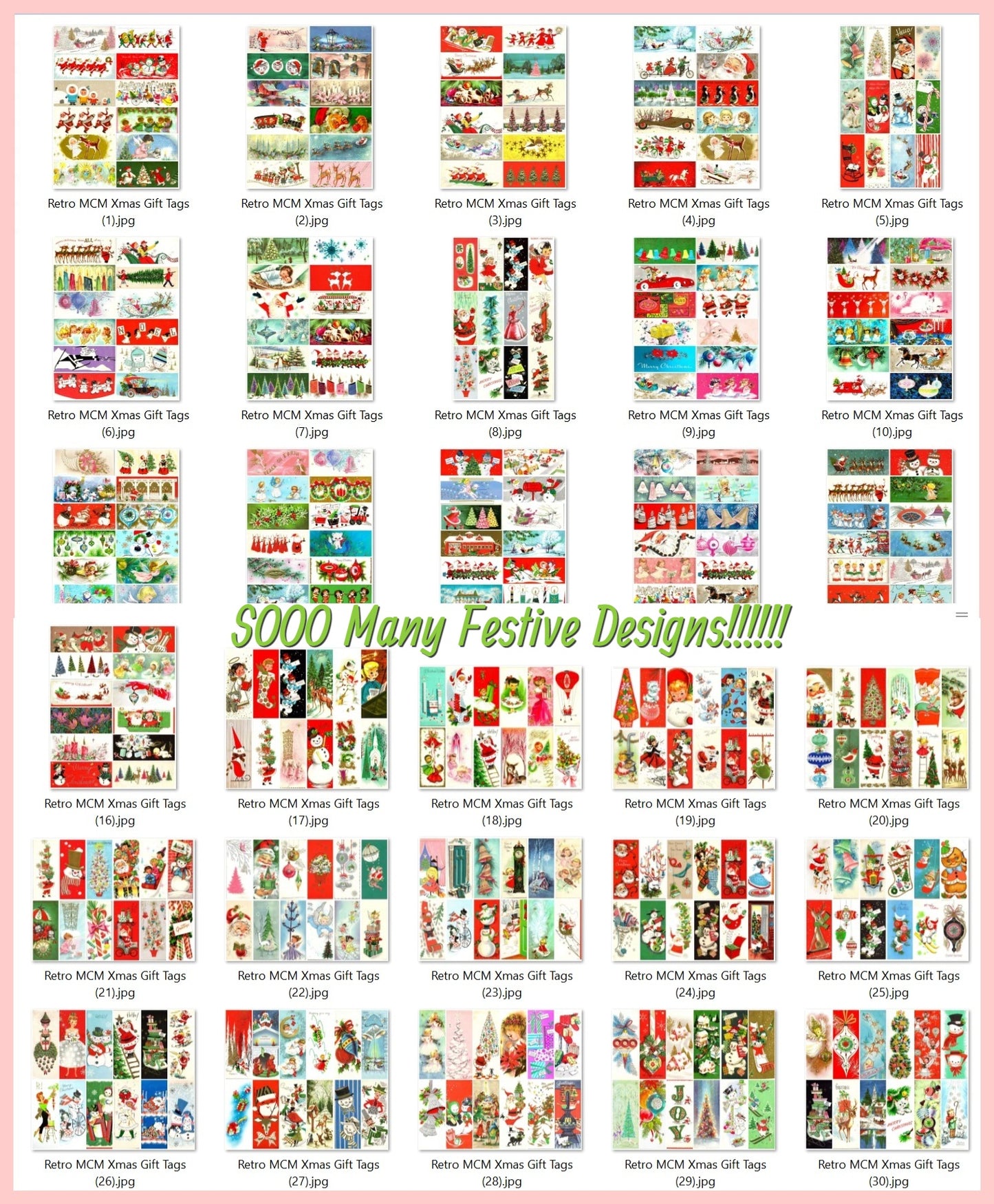 700 + Vintage MCM Printable Christmas Gift Tags Cute Retro Graphics PDF Instant Digital Download HUGE Lot of Holiday Present Tags 708 Images