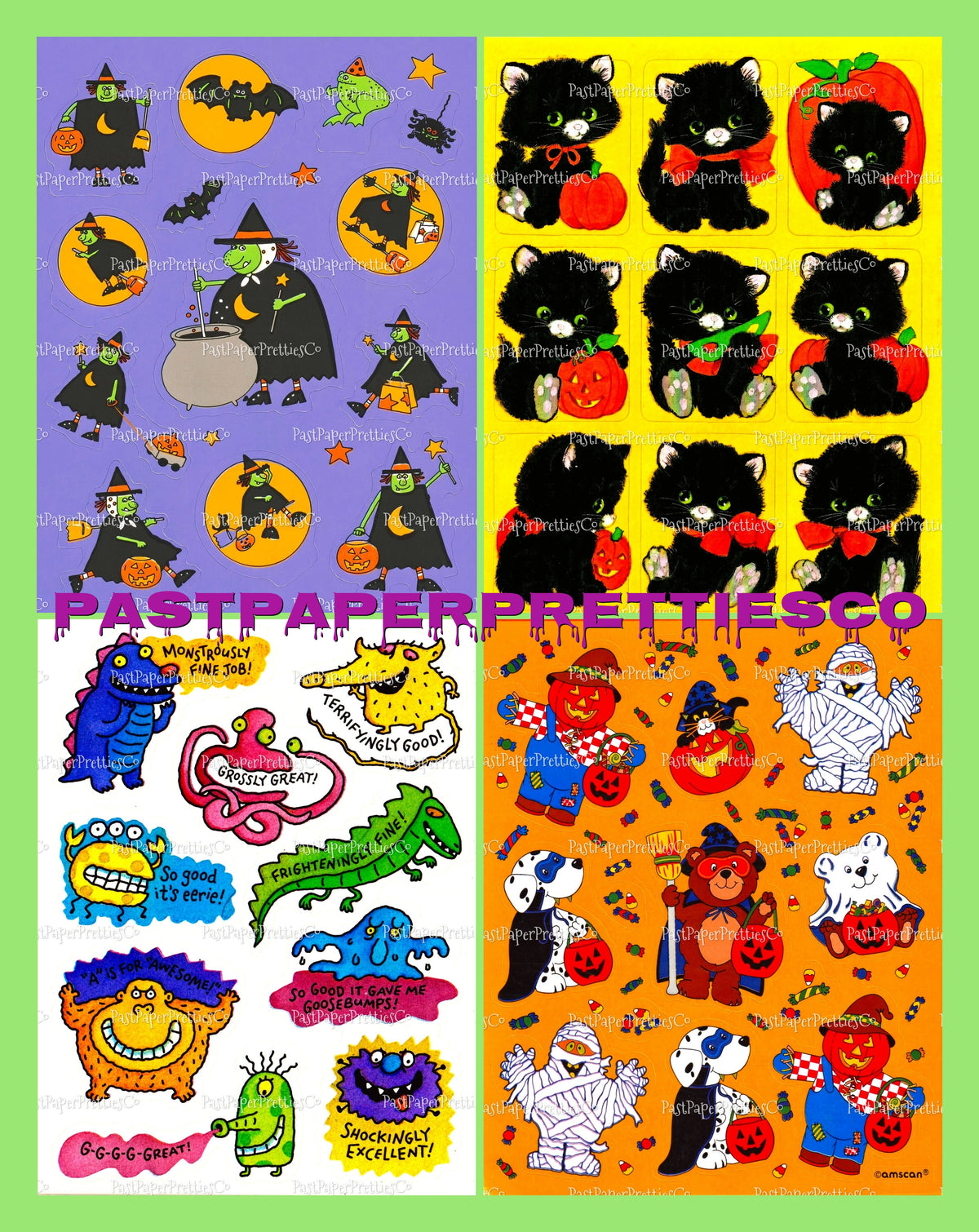 Vintage Retro 80s Halloween Sticker Sheets Printable PDF Instant Digital Download 20 Spooky Cute Designs