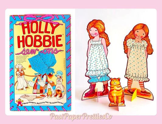 Vintage Paper Dolls Holly Hobbie Sew Ons c. 1975 Printable PDF Instant Digital Download Cute Sunbonnet Prairie Girl Childhood Doll Clip Art