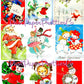 Vintage Christmas Printable MCM Skating Skiing Sledding Snowshoeing Cuties Card Collage Images PDF Instant Digital Download Holiday Outdoors
