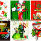 Vintage Christmas Yarn People Collage Sheets & Full Cards Printable PDF Instant Digital Kitsch Cute Yarny Holiday Couples Family 45 Images