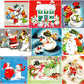 Vintage Christmas Printable MCM Snowmen and Their Friends Christmas Card Collage Images PDF Instant Digital Download Snowman Friendship