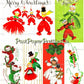 Vintage Christmas Yarn People Collage Sheets & Full Cards Printable PDF Instant Digital Kitsch Cute Yarny Holiday Couples Family 45 Images
