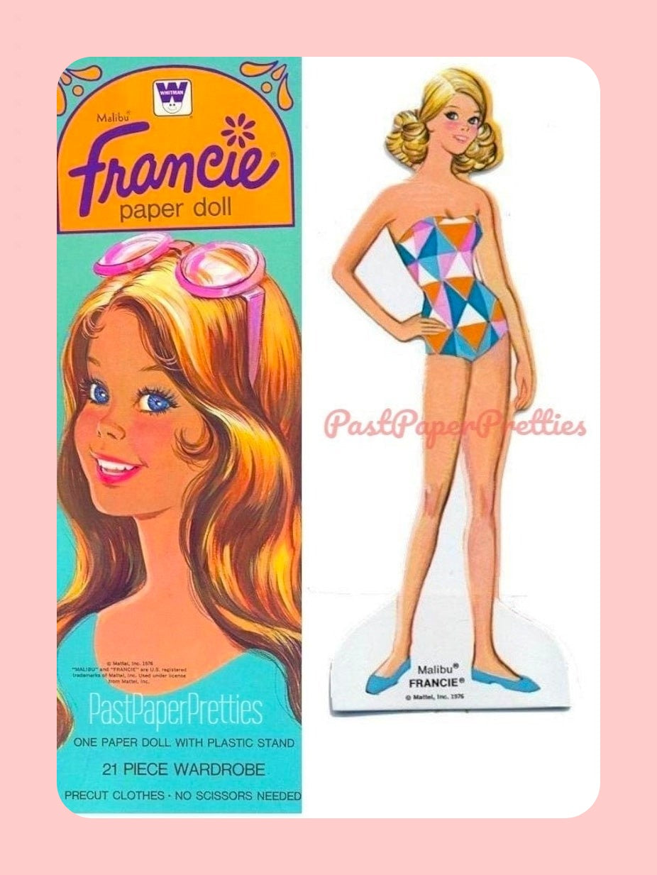 Vintage Paper Dolls Malibu Francie 1976 Printable PDF Instant Digital Download Childhood Toy Fashion Doll & Clothing Clip Art