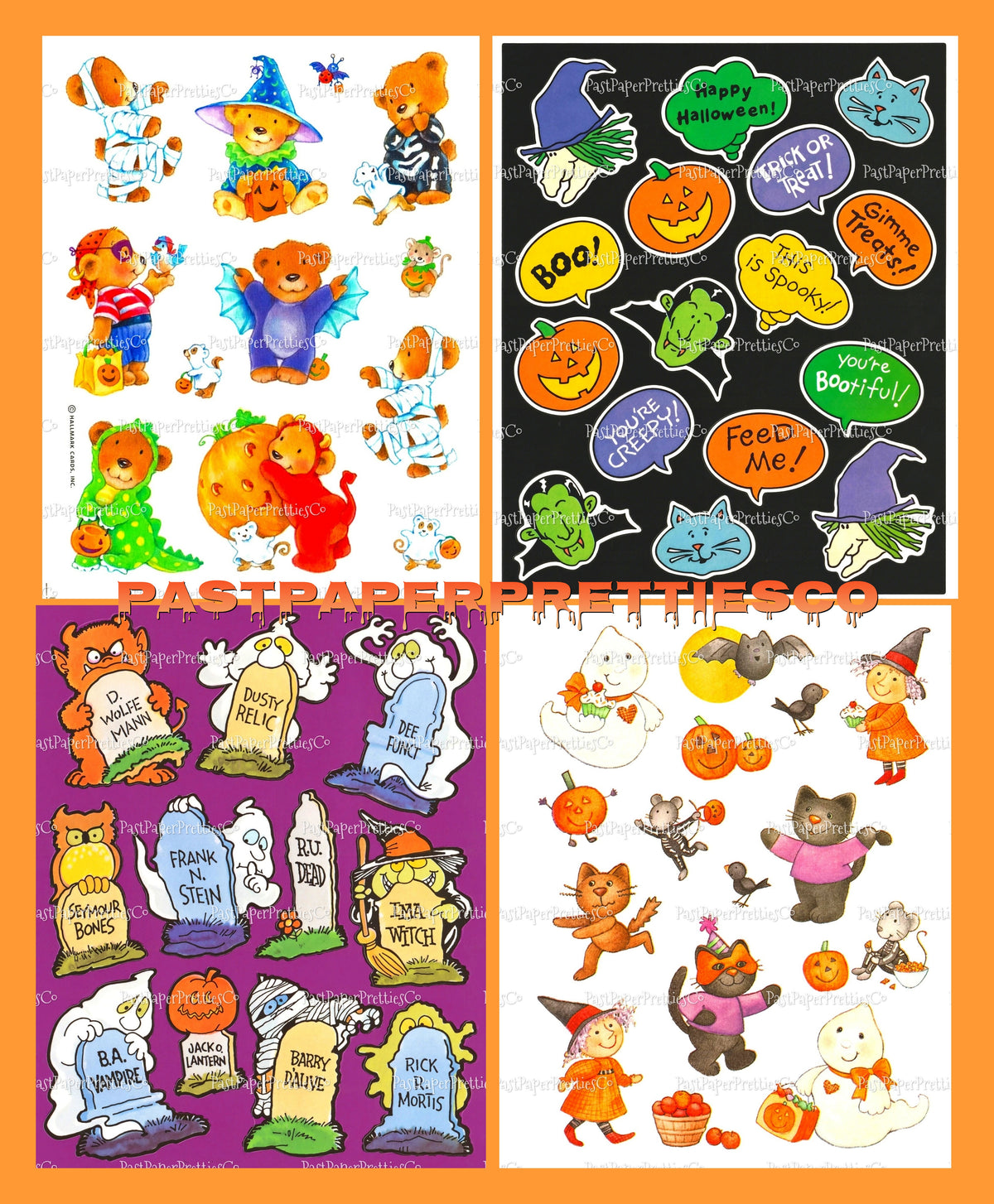 Vintage Retro 80s Halloween Sticker Sheets Printable PDF Instant Digital Download 20 Spooky Cute Designs